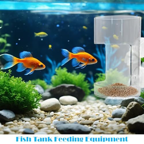 Clear Fish Tank Feeding Tray with Suction Cup Feeding Tube Aquarium Divider Supplies Breeder Box for Food Tanks Bowls(Round)