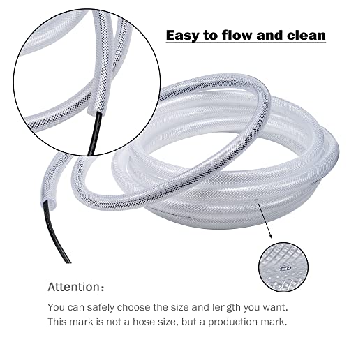 DAVCO 1" ID - 25 ft Heavy Duty Braided Clear Plastic Vinyl Tubing with 2 Stainless Clamps, Flexible High Pressure Reinforced PVC Plastic Tube Hose, Non-toxic, BPA Free - size: 1"ID, style: 25 Feet
