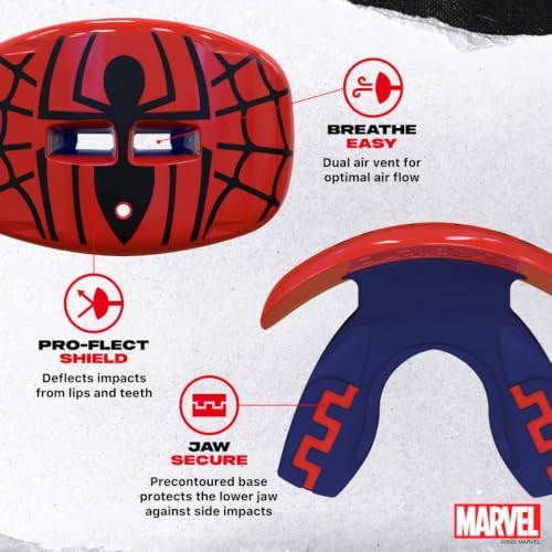 Marvel Spider-Man Lip Guard, Football Mouth Guard with Detachable Strap - color: Spider-man