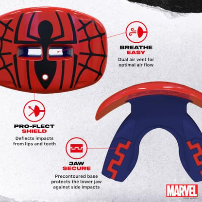 Marvel Spider-Man Lip Guard, Football Mouth Guard with Detachable Strap - color: Spider-man