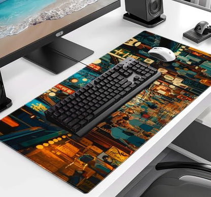 Cute Japanese Street Keyboard Desk Mat, Tokyo Night View Computer Mouse Mat | The Surface Of The Mouse Pad Is Designed With Fiber Woven Material, And The Base Is Made Of Natural Anti Slip Rubber. - color: Tokyo Street