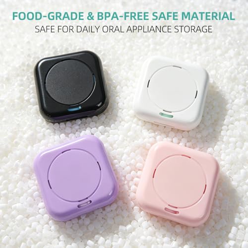 Retainer Case with Magnetic Closure & Vent Holes, Portable Aligner Case for Invisalign, Travel Retainer Holder (Square：Black)