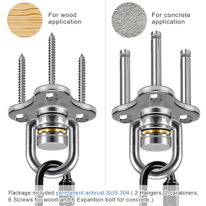 SELEWARE 2 Pack Tire Swing Swivel Hanger with Bearing Heavy Duty Swivel | 360 Degree Rotation Reduces Twisting, Smooth Swinging for Indoor Outdoor Tire and Saucer Swings - color: Bearing Swing Hangers, 2 Pack