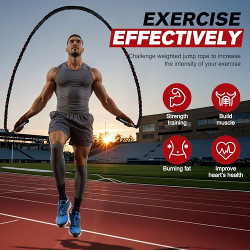 HPYGN Jump Rope, Weighted Jump Rope for Men women, 2.8lb 3.8lb 5lb Heavy Skipping Rope for Exercise, Adult Jumpropes for Home Workout, Improve Strength and Building Muscle,Total Body Workout Equipment - style: 5lb