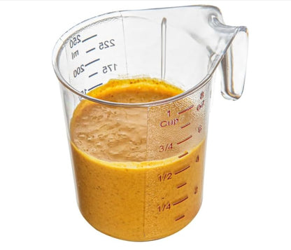 EASILY 1 Cup Measuring Jar 1Durable Measuring Beaker - Metric And lmperialUnits Handle With Thumb-Grip Design Clear PlasticMeasuring Cup Tolerates Up To 248F