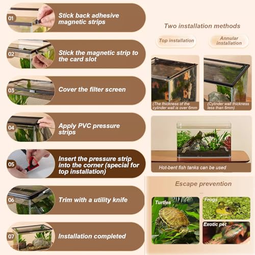 47x20 Inch Aquarium Lid Anti Jumping Magnetic Mesh Screen Netting Fish Tank