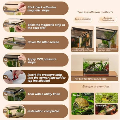 47x20 Inch Aquarium Lid Anti Jumping Magnetic Mesh Screen Netting Fish Tank