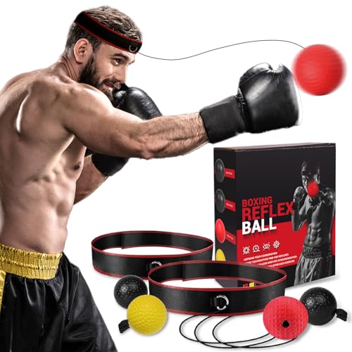 KTEBO® Boxing Reflex Ball Headband Set - Includes 4 Different Balls and 2 Adjustable Headbands for Beginner Proficiency Improvement, Great Boxing Equipment - style: Boxing Ball Set