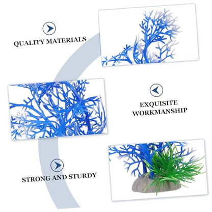 balacoo 5pcs Artificial Aquarium Water Plants Faux Grass Decor for Fish Tank Non-Fading No Deform Plastic Aquatic Plants Base for Easy Setup