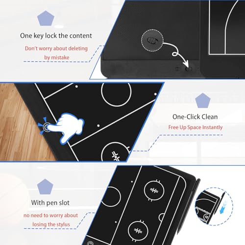 Electronic Hockey Coaching Boards – 16 inch LCD Hockey Coaching Board, Portable Erasable Pro Strategy Board for Training Teaching Competition Command,Tactical Drawing Tablet Coach Gifts - Black