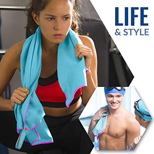 VENTURE 4TH Quick Dry Travel Towel, Ultra Soft Microfiber - 3 Sizes - color: Blue Pink, size: 40.00" x 21.00"