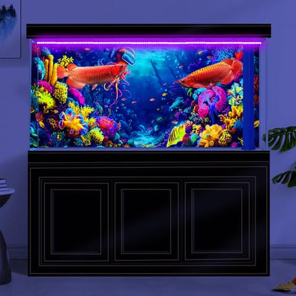 36X24IN Blacklight Ocean HD 3D Black Light Aquarium Background UV Reactive Octopus Background Terrarium Background with 10 EVA Double-Sided Tape with 10 EVA Double-Sided Tape - size: 36X24in/90X60cm
