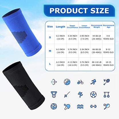 Kasyat 2 Pairs Kids Elbow Compression Sleeves Brace for Gym, Medium, Sports | Knit Breathable, Joint Support in Weight Lifting Basketball, Boys Girls Teen Athletic Arm Sleeve, Reduces Strain - size: Medium