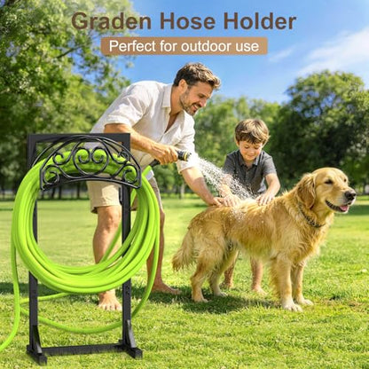 Freestanding Garden Hose Stand, Heavy Duty Water Hose Holder with Tool Hooks, 4 Anchoring Spikes, 150 ft Storage for Yard & Lawn - style: Vine