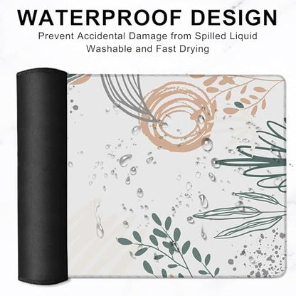 Desk Mat, Abstract Boho Leaves Large Extended Gaming Mouse Pad,Waterproof Non-Slip Rubber Base and Stitched Edges Desk Pad for Work Game Office Home 35.4x15.7in - color: Colour1