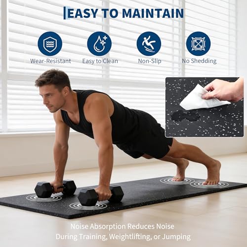 0.56-Inch Thick 48 Sq ft Exercise Equipment Mats | 12 Tiles Interlocking High-Density EVA Foam Rubber Puzzle Gym Flooring for Home Gym & Heavy Weight Workouts, 24 x 24 in Black/Gray