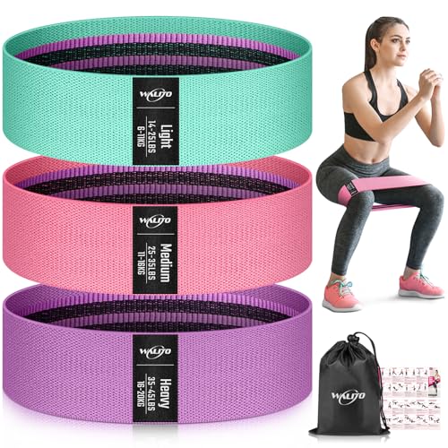 Fabric Resistance Bands for Working Out, Exercise Bands for Glutes and Legs | Workout Band for Women and Men, Elastic Booty Band Set for Squats, Hip, Thigh, Yoga, Pilates, Rehab, Fitness and Home Workout - color: 1.Pink,Aqua,Purple