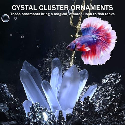 Betta Crystals Stones,Mini Cystal Cluster Ornaments,Small Fish Tank Artificial Crystals Decor,Aquarium Resin Decorations,2 Pieces