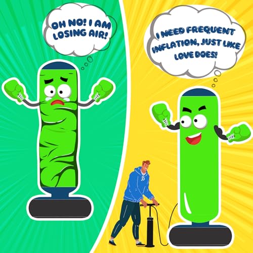QPAU Inflatable Punching Bag, 48 Inch Stable Inflatable Boxing Bag for 3-6 Kids,Dinosaur Toy & Gifts for Boys and Girls, Kids Boxing Set for Practicing Karate, Taekwondo - color: Dinosaur Blue