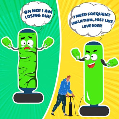 QPAU Inflatable Punching Bag, 48 Inch Stable Inflatable Boxing Bag for 3-6 Kids,Dinosaur Toy & Gifts for Boys and Girls, Kids Boxing Set for Practicing Karate, Taekwondo - color: Dinosaur Blue