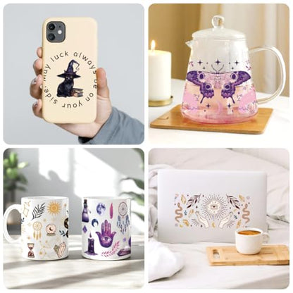 UV DTF Cup Wraps Transfer Stickers Bohemian Divination Pattern, 10 Sheets Waterproof Custom Vinyl Transfer Sticker 16oz Coffee Glass Cup Tumbler Bottle Mug Decals for Men Women - style: Bohemian Divination