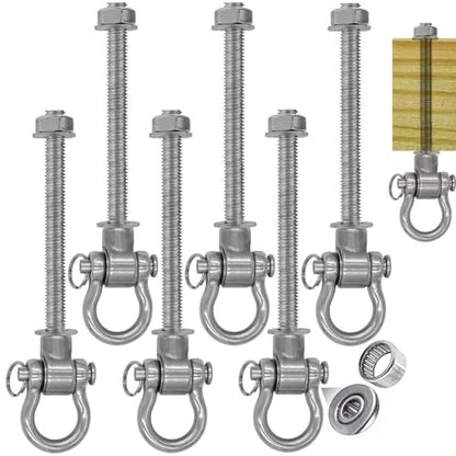 Set of 6 Permanent AntiRust Heavy Duty Swing Hangers 180° Bearing Swing 1500 LB Capacity sandbag Yoga Swing Hammock Chair,11" - size: 6 Pack