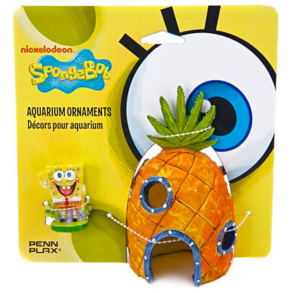 Penn-Plax Spongebob and Pineapple House Aquarium Ornament | 2 Piece Set | Great for Fresh or alt Water Tanks