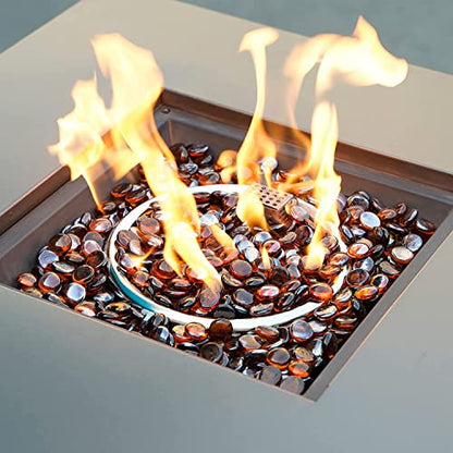 OnlyFire Fire Pit Glass Rocks 10 lbs, High Luster Fire Glass Beads 1/2 Inch, Tempered Glass Marbles for Propane/Natural Gas Fire Pit, Fireplace, Multicolor & Blends Available - color: Caramel