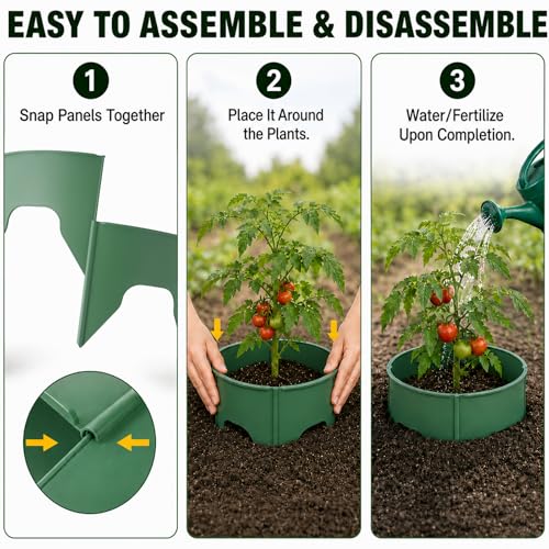 Planting Grow Rings, 30 Pcs Garden Border Segments for 8/10/12 Inch Plant Rings, Water Retention Root Watering, Seedling Protection for Raised Bed Vegetable Gardens, Easy Assembly (Green)