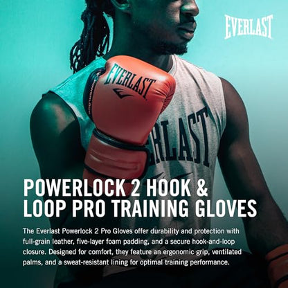 Everlast Powerlock 2 Hook & Loop Boxing Gloves | Fight Training Gloves | Hook and Loop with Durable Hand & Wrist Support | Heavy Bag & Fitness Training - color: Red / Black, size: 14 oz