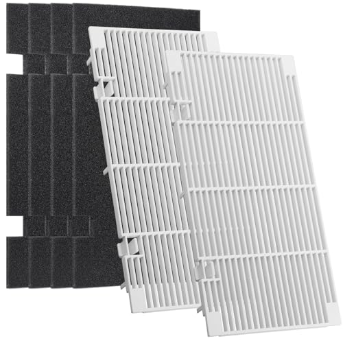 2 Pcs RV A/C Ducted Air Grille Replacement with 4 Air Filters, Vent Cover with Air Filter Pads for RV Interior Accessories, Compatible with Dometic 3104928.019 Air Conditioner