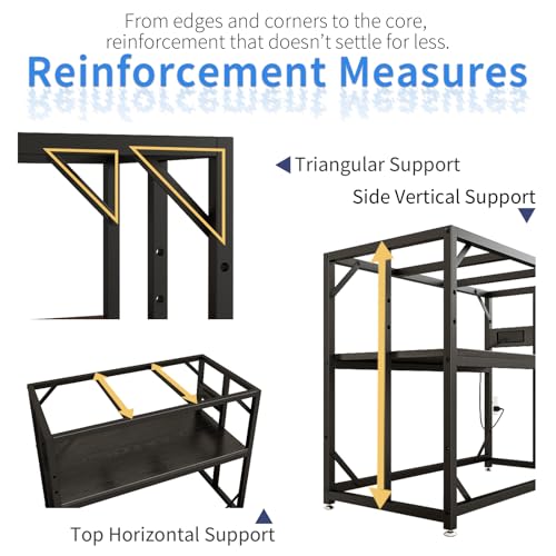 40 Gallon Fish Tank Stand with Power Outlets, Adjustable Aquarium Stand, Heavy Duty Terrarium Stand, Metal reptile tank stand, Suitable for Home Office,660LBS Capacity, Black - color: Black, size: 40 Gallon