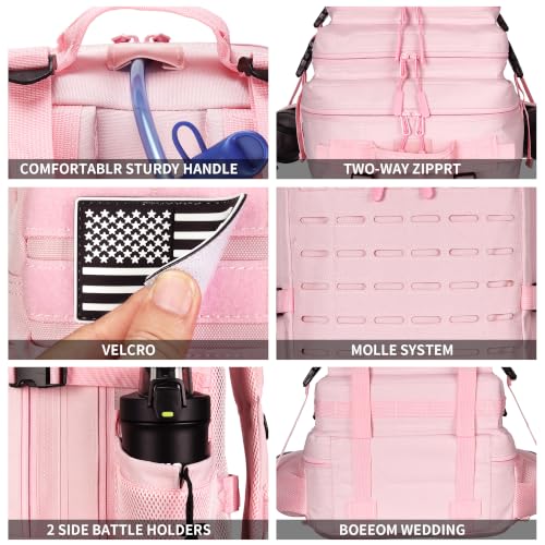 Military Tactical Backpack 45L/25L 3 Day Assault Pack Molle Daypack Hiking Backpack for Men and Women (Pink, 45L) - color: Pink, size: 45L