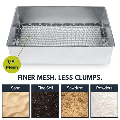 Soil Sifter, Standard Size (12 x 10 inches) with 1/8-inch Mesh, Garden Sieve for Dirt, Sand, Rocks, and Compost - size: 1/8 inch