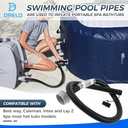 DRELD P6931 Lay Z Spa Hot Tub Air Inflate Inflation Hose Pipe Tube, Replacement for Coleman, Intex & Best-Way Portable Spa Pump, Saluspa Pure-spa, Massage Bath Tub