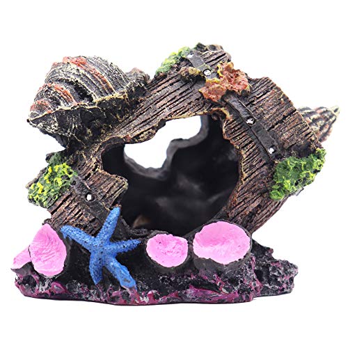 Small Cute Barrel Fish Tank Decorations Aquarium Hideaway Cave House with Shell