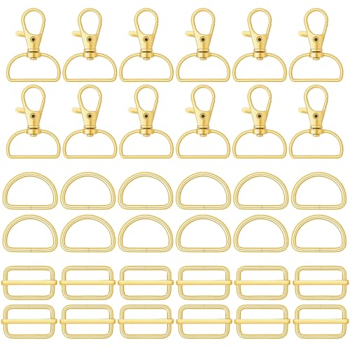 Hysagtek 60 Pcs Purse Hardware for Bag Making - Swivel Snap Hooks, D Ring, Slide Buckle, Bag Hardware Supplies for Handbag Fasteners, Strap, Backpack DIY Craft Accessories, 1 Inch, Gold - color: Gold