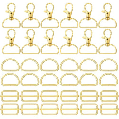 Hysagtek 60 Pcs Purse Hardware for Bag Making - Swivel Snap Hooks, D Ring, Slide Buckle, Bag Hardware Supplies for Handbag Fasteners, Strap, Backpack DIY Craft Accessories, 1 Inch, Gold - color: Gold