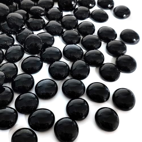 1lb Black Glass Marbles for Vase, 100 pcs Black Flat Glass Beads, Decorative Pebbles for Vase Fillers, Fish Tank, Plants, Flower Pots, Fountains, Crafts, Aquarium Rocks and Home Decor - color: Black, size: 1 Pound
