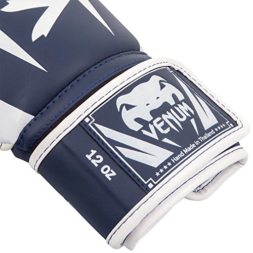 Venum Elite Boxing Gloves - color: White/Navy Blue, size: 10-Ounce