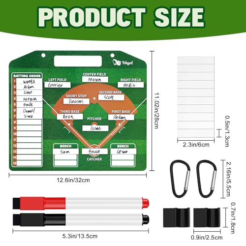 WISYOK Baseball Lineup Board, Magnetic, 40 Cards | Dry Erase, Double Sided, for Dugout, Dry Erase, Scoring, Coaching, Team Use - style: Baseball Large