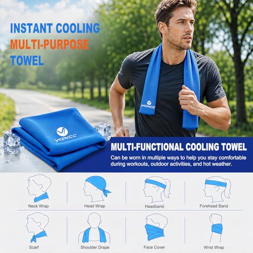 YQXCC 2 Pack Cooling Towels (47"x12"), Ice Cool Towel for Neck & Face - color: 2*light Gray