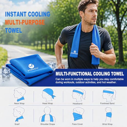 YQXCC 2 Pack Cooling Towels (47"x12"), Ice Cool Towel for Neck & Face - color: 2*light Gray