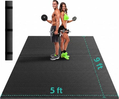 Stepwaver Large Exercise Mat, 6'x4'/7'x5'/8'x5'/9'x5'/10'x5'/12'x5'x8mm - size: 9x5FT