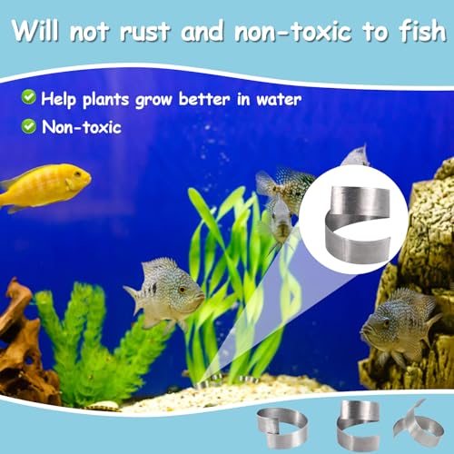 XIHIRCD 40pcs Aquarium Plant Weights, Metal Bendable & Cuttable Aquatic Plant Over Weight Anchors for Fish Tank Ponds Aquarium Prevent Plants Floating (Silver)
