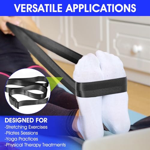 Physical Therapy Strap, Extremity Mobilization Belt, Manual Traction Strap, Adjustable Stretch Straps for Stretching Yoga Leg Shoulder Exercise - color: Black