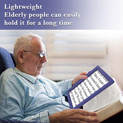 5X Full-Page Magnifying Glass for Reading, Handheld Lightweight Magnifier Provide Large Page Viewing Area Perfect for Reading Small Prints and Low Vision Person,Blue