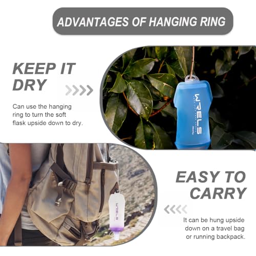 WRELS 200ml/350ml/500ml Collapsible Soft Flask,BPA Free Folding Soft Water Bottle with Hanging Ring,Lightweight TPU Hydration Flask for Running Marathon Cycling Hiking - color: Grey-200ml*2
