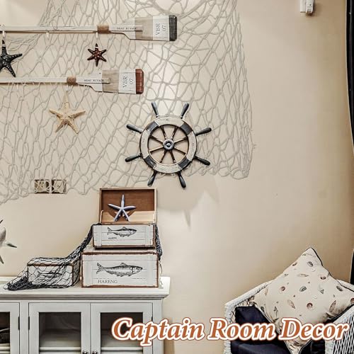 6 Pack Natural Cotton Fish Net Decorations, Beige Wall Hanging Party Fishing Net Decor for Pirate, Mermaid, Hawaiian, Ocean Themed, Beach Bash Decoration, 78.7x40 Inch