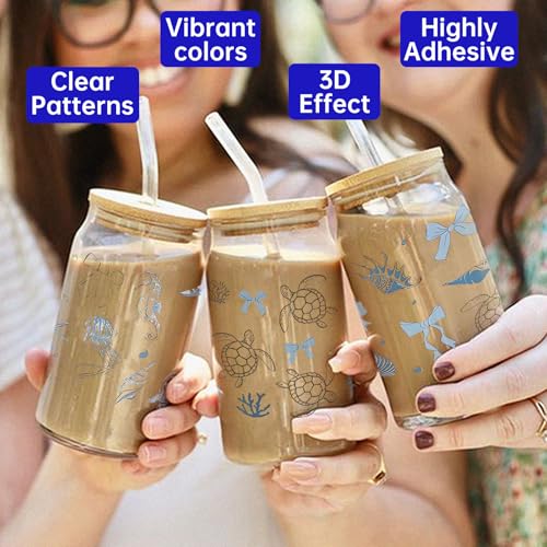 UV DTF Cup Wrap Transfer Stickers Rub On Transfers 4 Sheets Sea Turtle Tumblers Water Bottles Mugs Glasses Cups - style: Sea Turtle